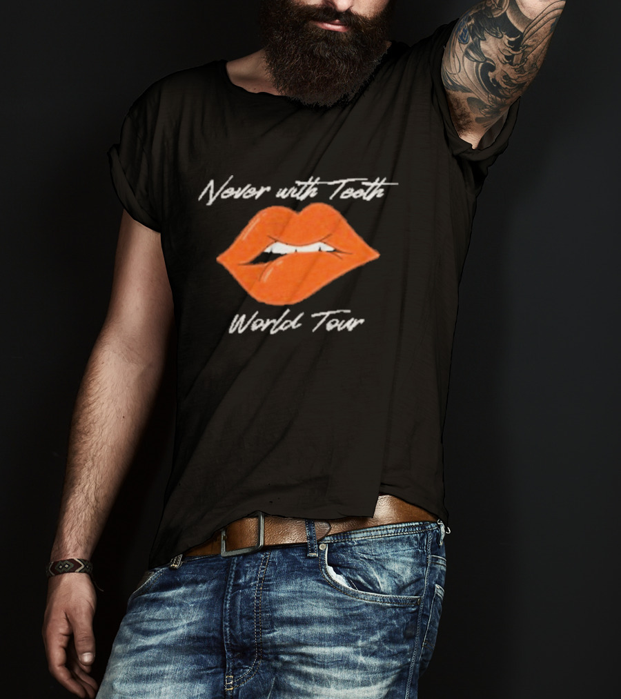 Never With Teeth World Tour Orange Lips T-Shirt