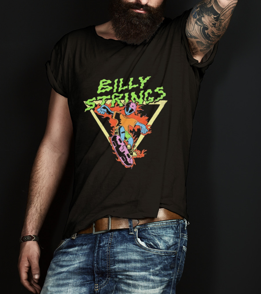 Billy Strings Alien Skateboard Triangle Flame T-Shirt