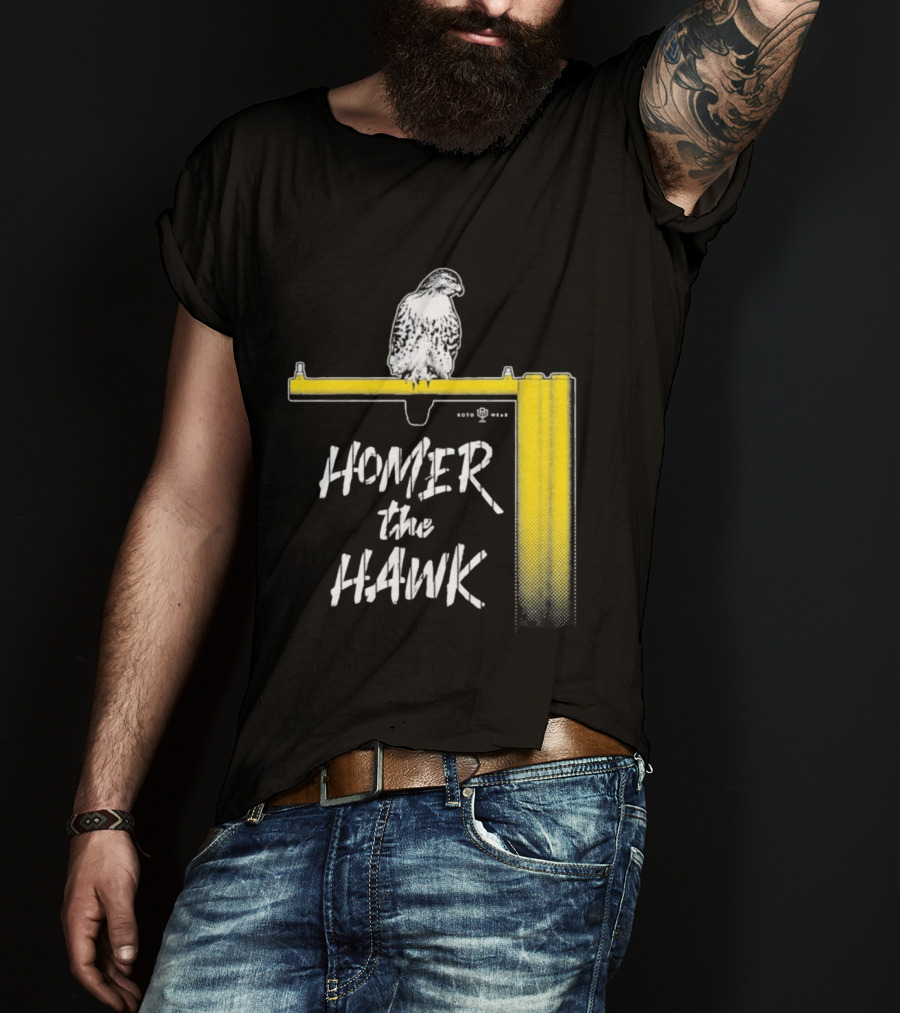 Homer The Hawk Perched On Yellow Crossbar T-Shirt