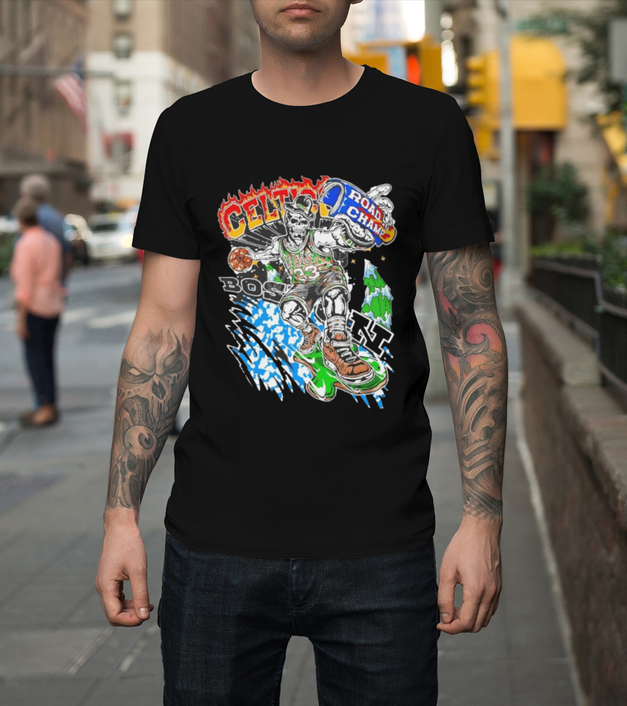 Celtics Road Champ Skull 33 Boston Basketball T-Shirt