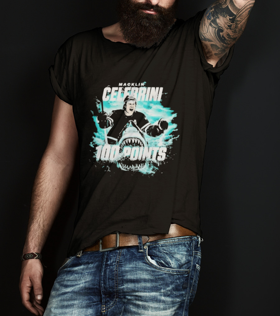 Macklin Celebrini San Jose Sharks 100 Points T-Shirt