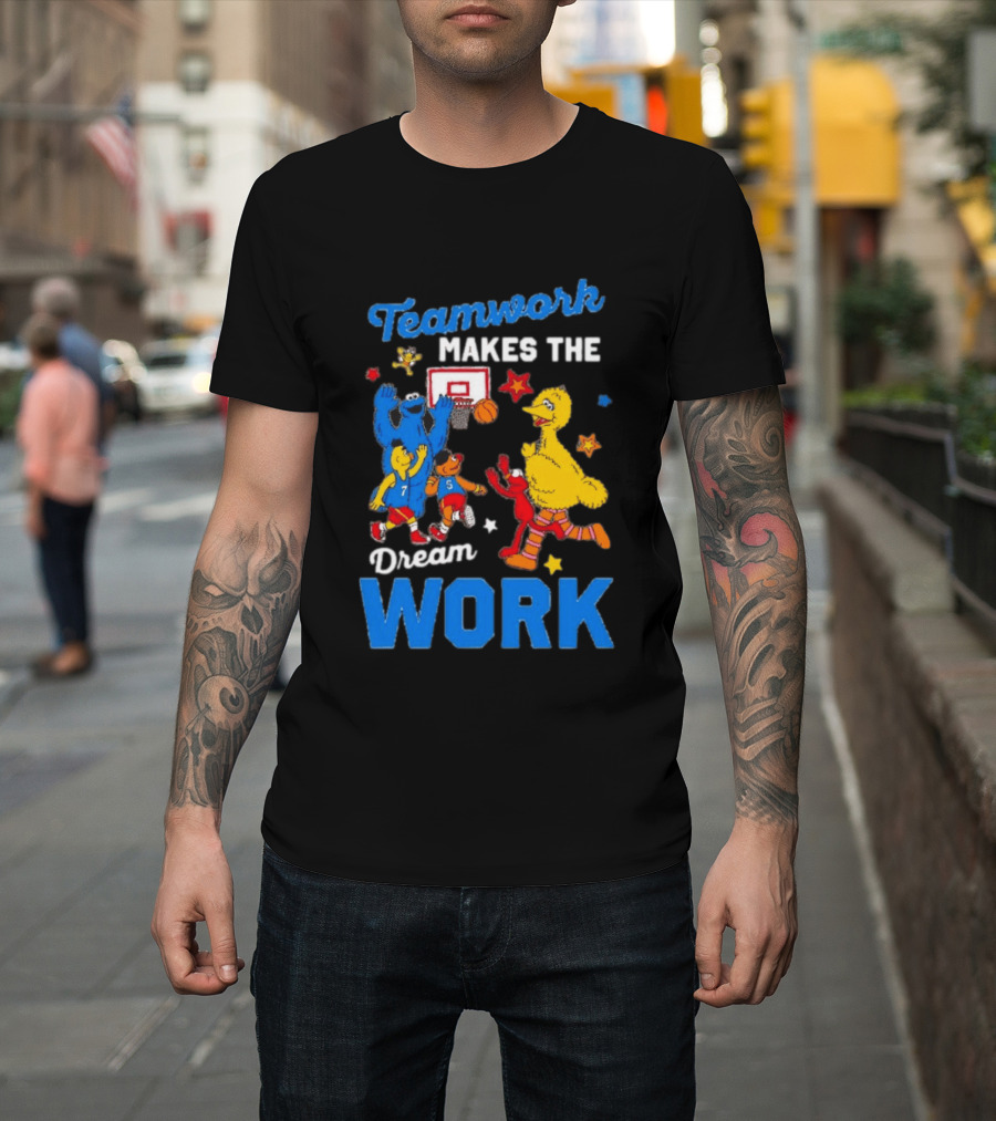 Teamwork Makes the Dream Work Sesame Street Basketball Slam Dunk T-Shirt
