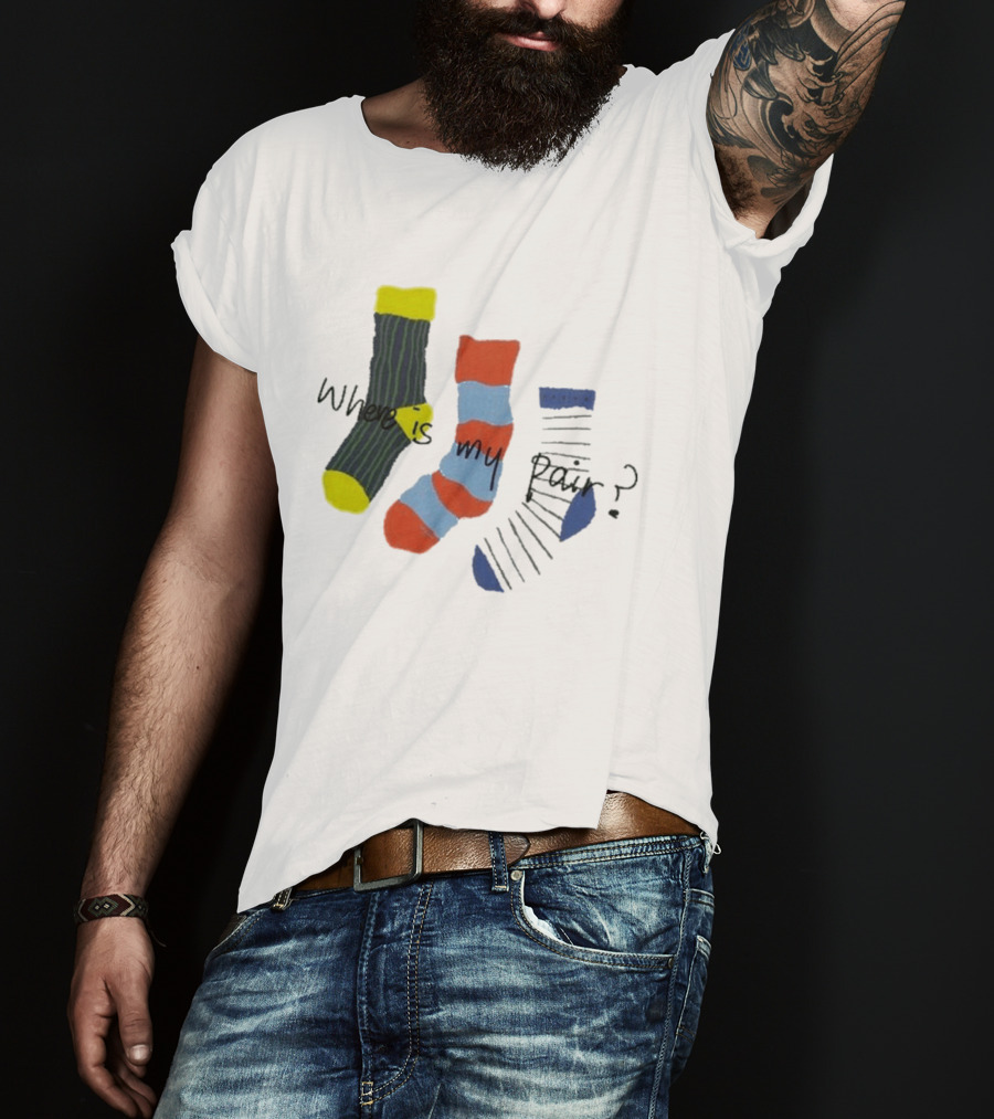 ANGLAN Where Is My Pair Socks Half T-Shirt