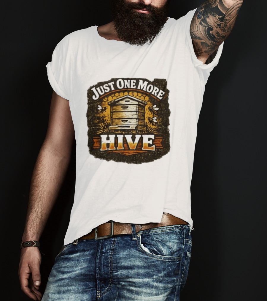 Just One More Hive Beekeeping Bees Honeycomb Apiary T-Shirt