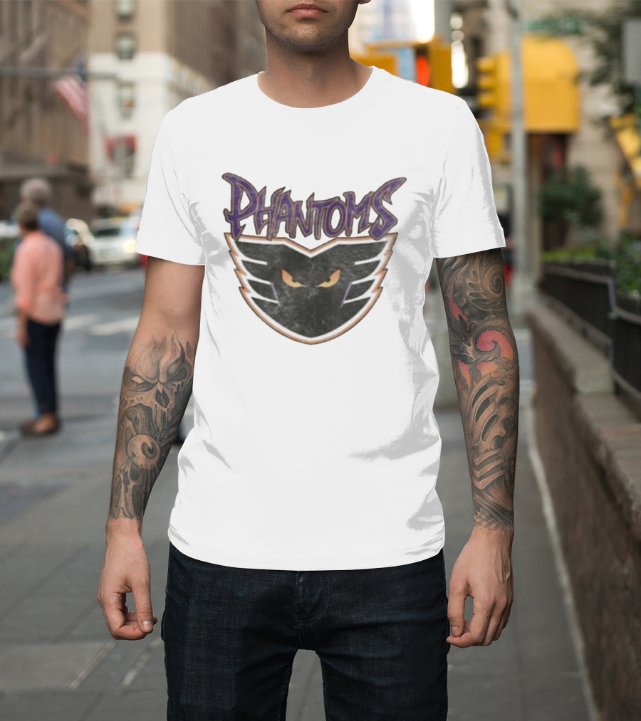 Lehigh Valley Phantoms Hockey Team Emblem With Bold Lettering And Fierce Mask T-Shirt