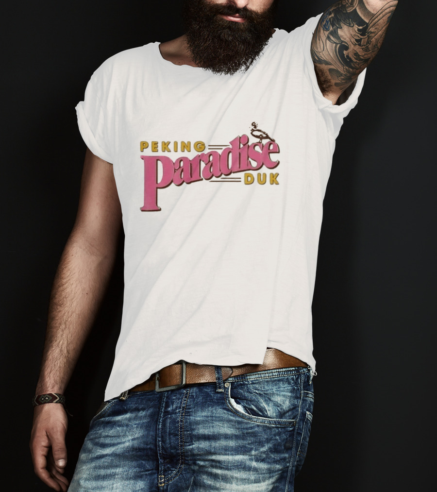Peking Duk Paradise Bold Pink Yellow Text With Duck T-Shirt
