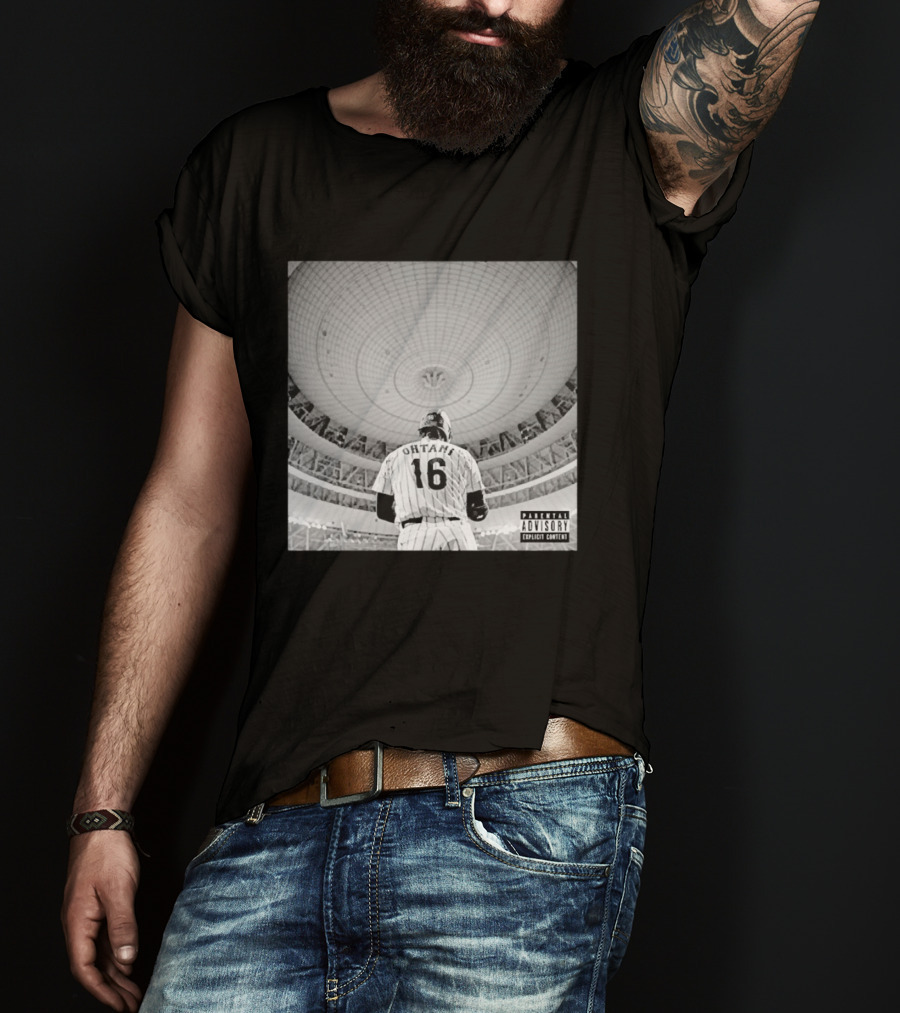 Shohei Ohtani 16 Album Cover Parental Advisory Explicit Content Stadium Dome T-Shirt