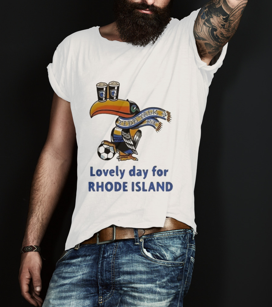 Lovely Day For Rhode Island Toucan With Soccer Ball And Beers T-Shirt