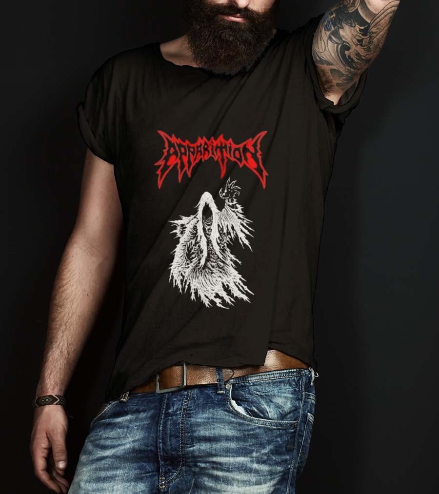 Apparition Ghostly Figure Red Gothic Font T-Shirt