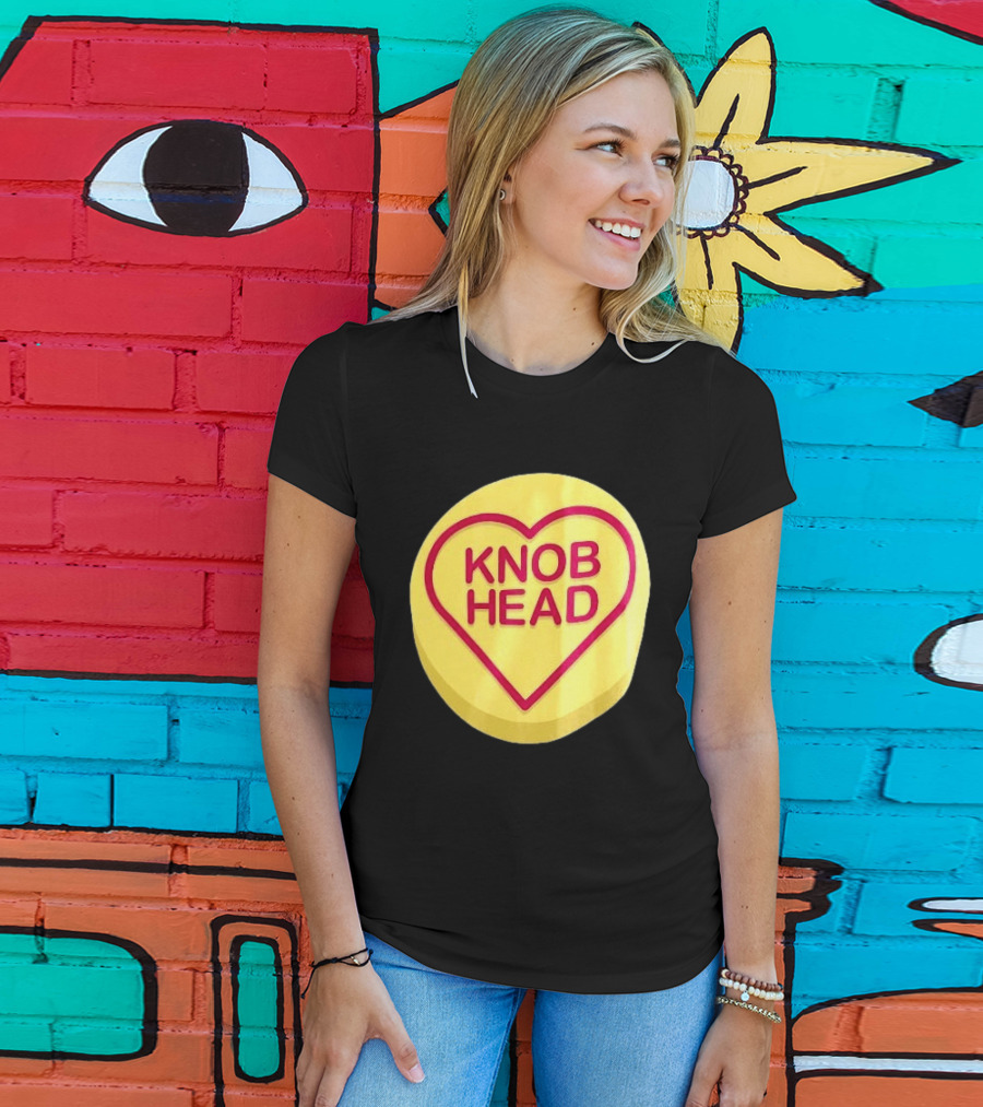 Knob Head Love Hearts Yellow Round T-Shirt