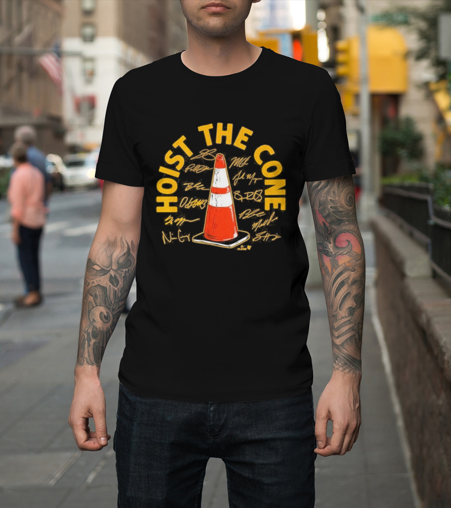 Pittsburgh Baseball Hoist the Cone Signatures Traffic Cone T-Shirt