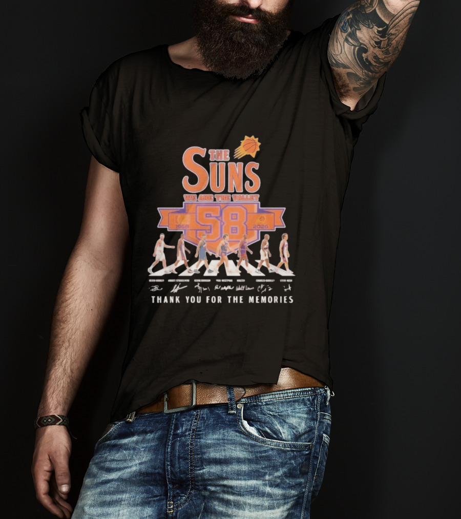 Phoenix Suns We Are The Valley 58th Anniversary 1968 2026 Abbey Road Basketball Thank You For The Memories T-Shirt
