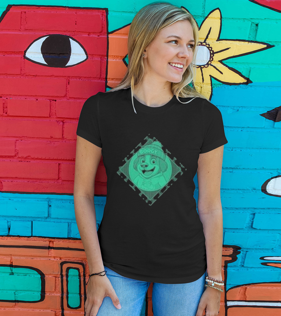 Borgy Borgy Greenlines Puzzle Dog With Beanie T-Shirt