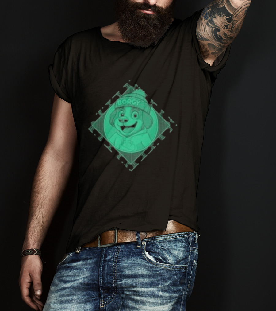 Borgy Borgy Greenlines Puzzle Dog With Beanie T-Shirt