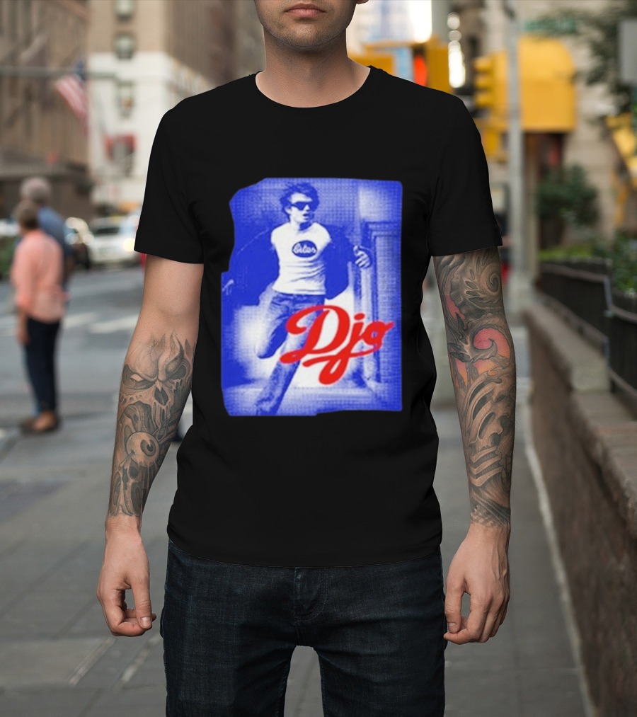 DJO Oficial Tienda Lollapalooza Estilo Vintage Azul Rojo T-Shirt