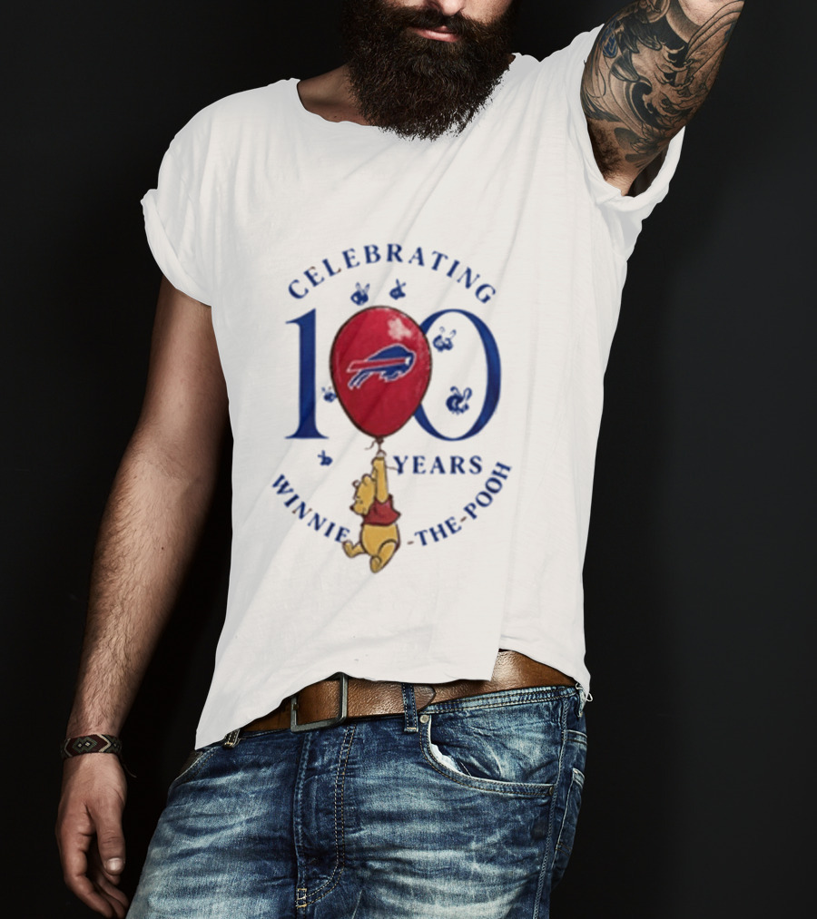 Celebrating 100 Years Winnie The Pooh Buffalo Bills Balloon T-Shirt