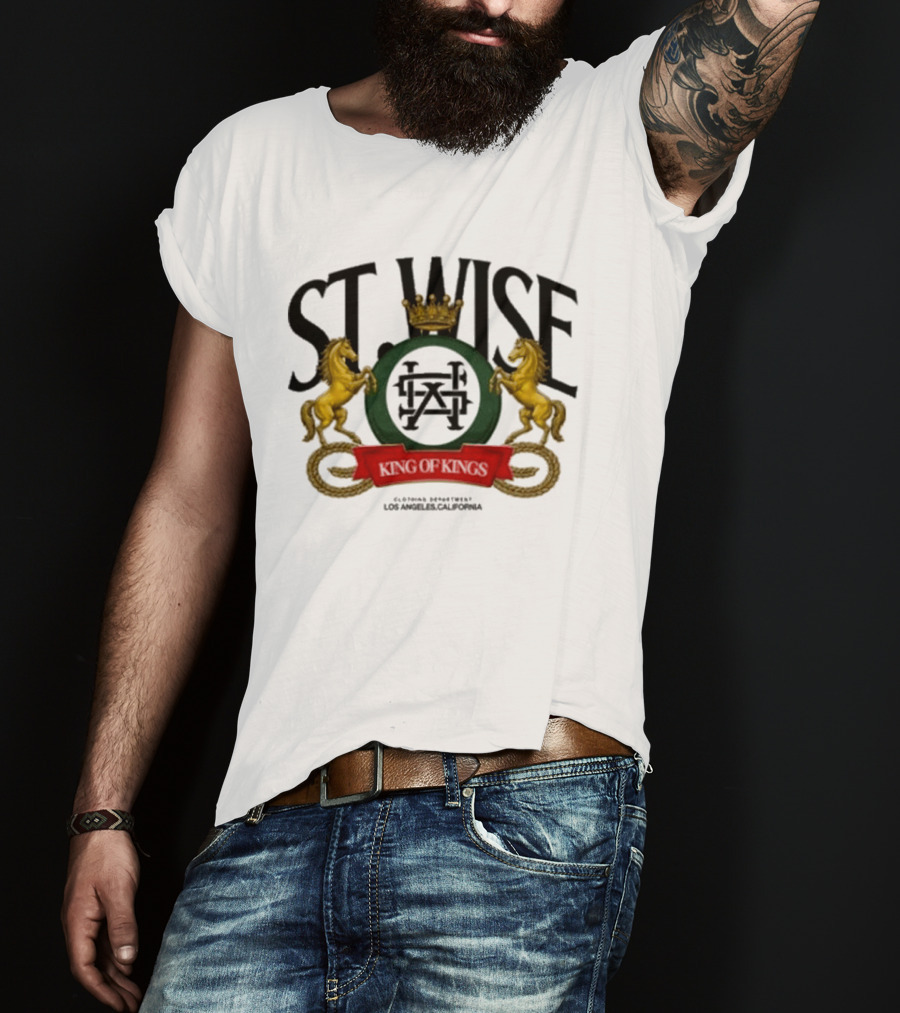 ST Wise Crowned Horse Emblem Los Angeles California T-Shirt