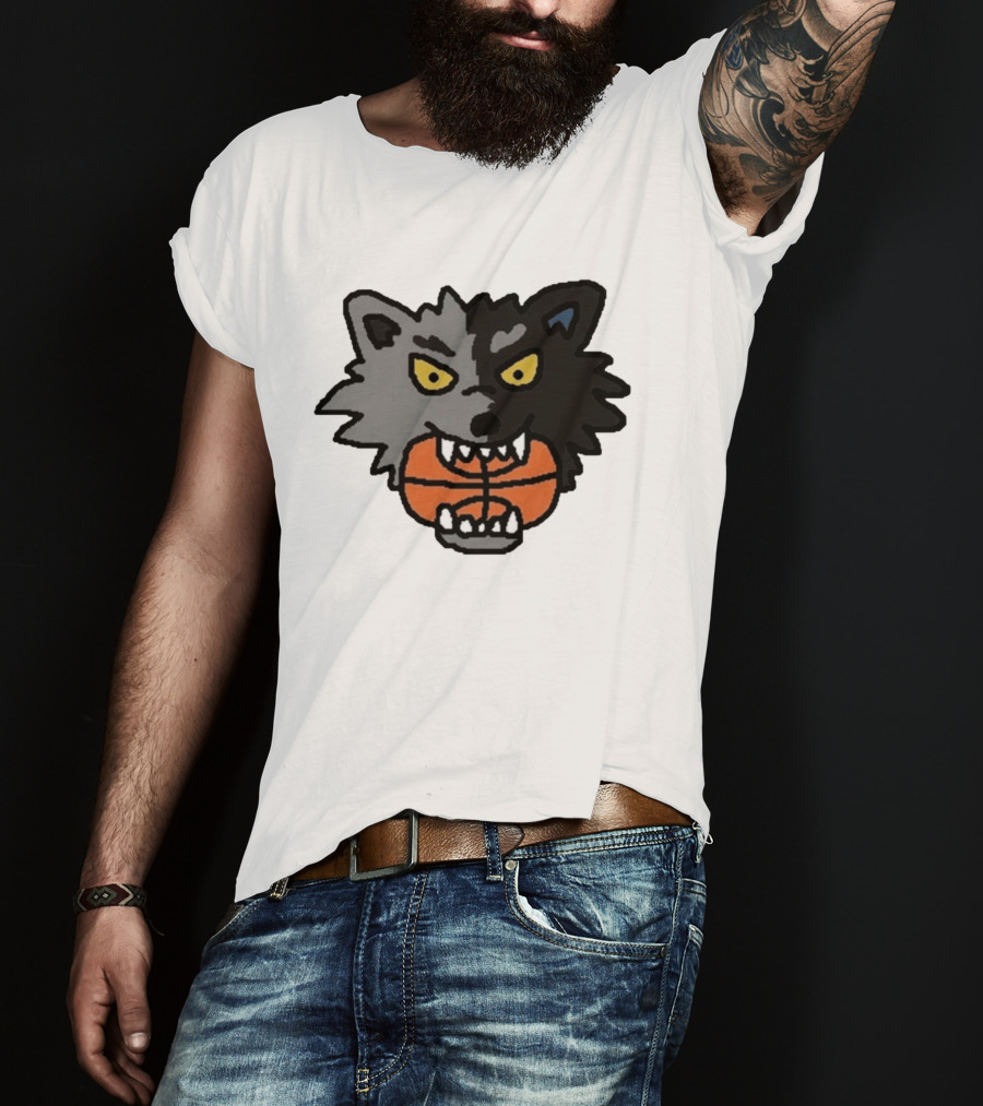 Timberwolves New Profile Pic Two Tone Wolf With Basketball T-Shirt