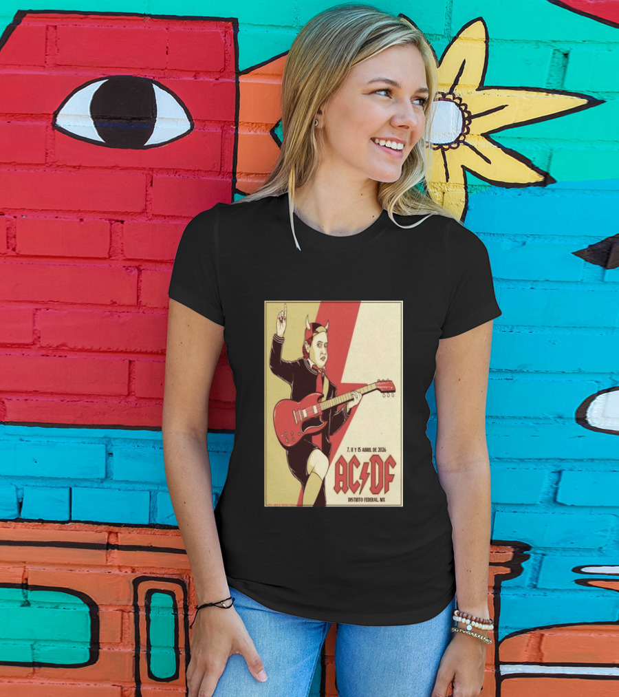 AC DF Distrito Federal MX Abril 2026 7 11 15 Rock Concert Red Guitar And Devil Horns T-Shirt