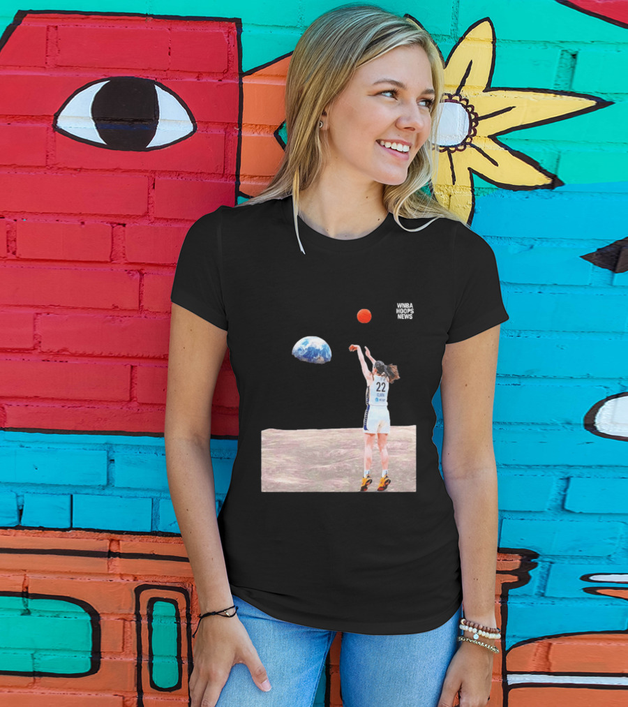 Caitlin Clark Indiana Fever WNBA Shooting Basketball On Lunar Surface T-Shirt