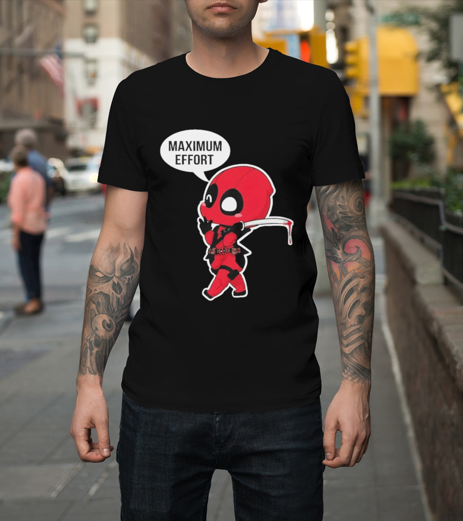 Deadpool Chibi Costume Maximum Effort Speech Bubble T-Shirt