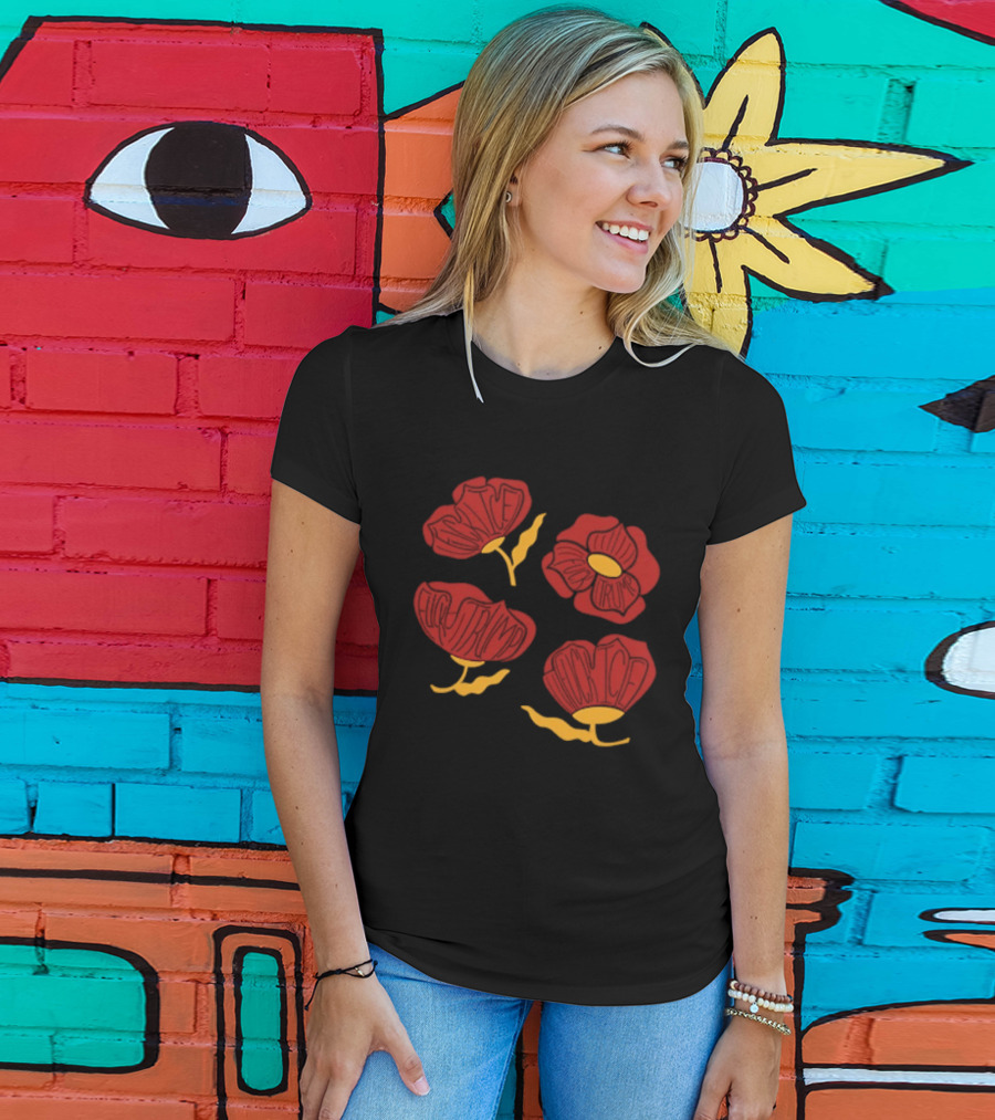 Red Poppy Floral Fuck Trump T-Shirt