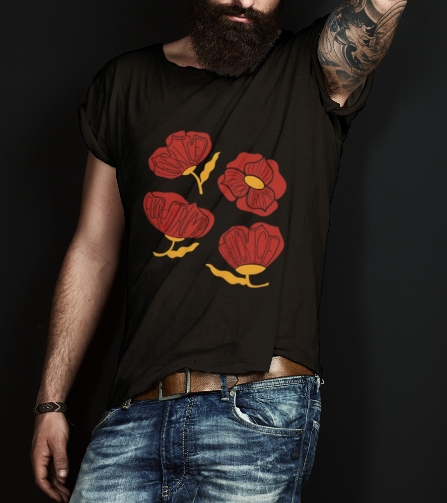 Red Poppy Floral Fuck Trump T-Shirt