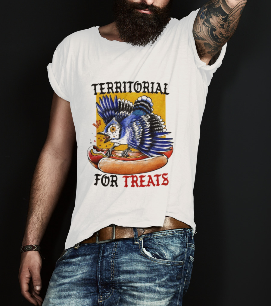 Territorial Bird With Hotdog For Treats T-Shirt