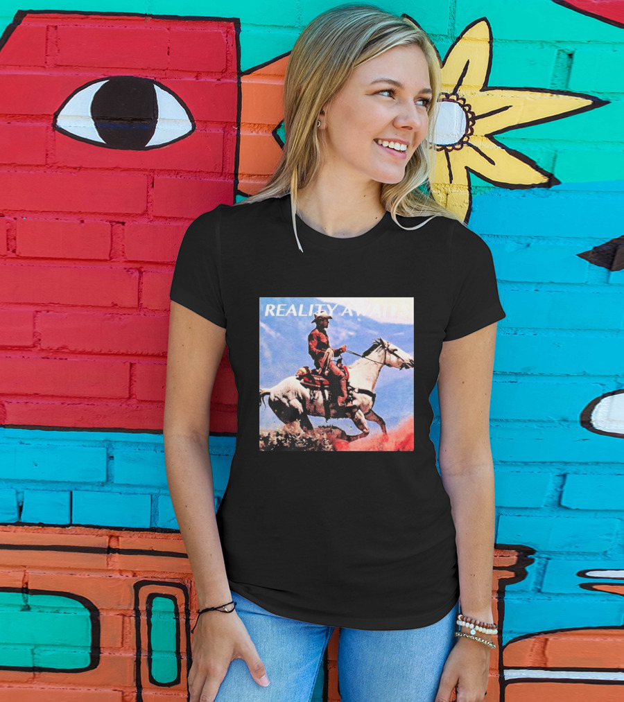 Reality Awaits Cowboy Riding Horse In Mountains T-Shirt