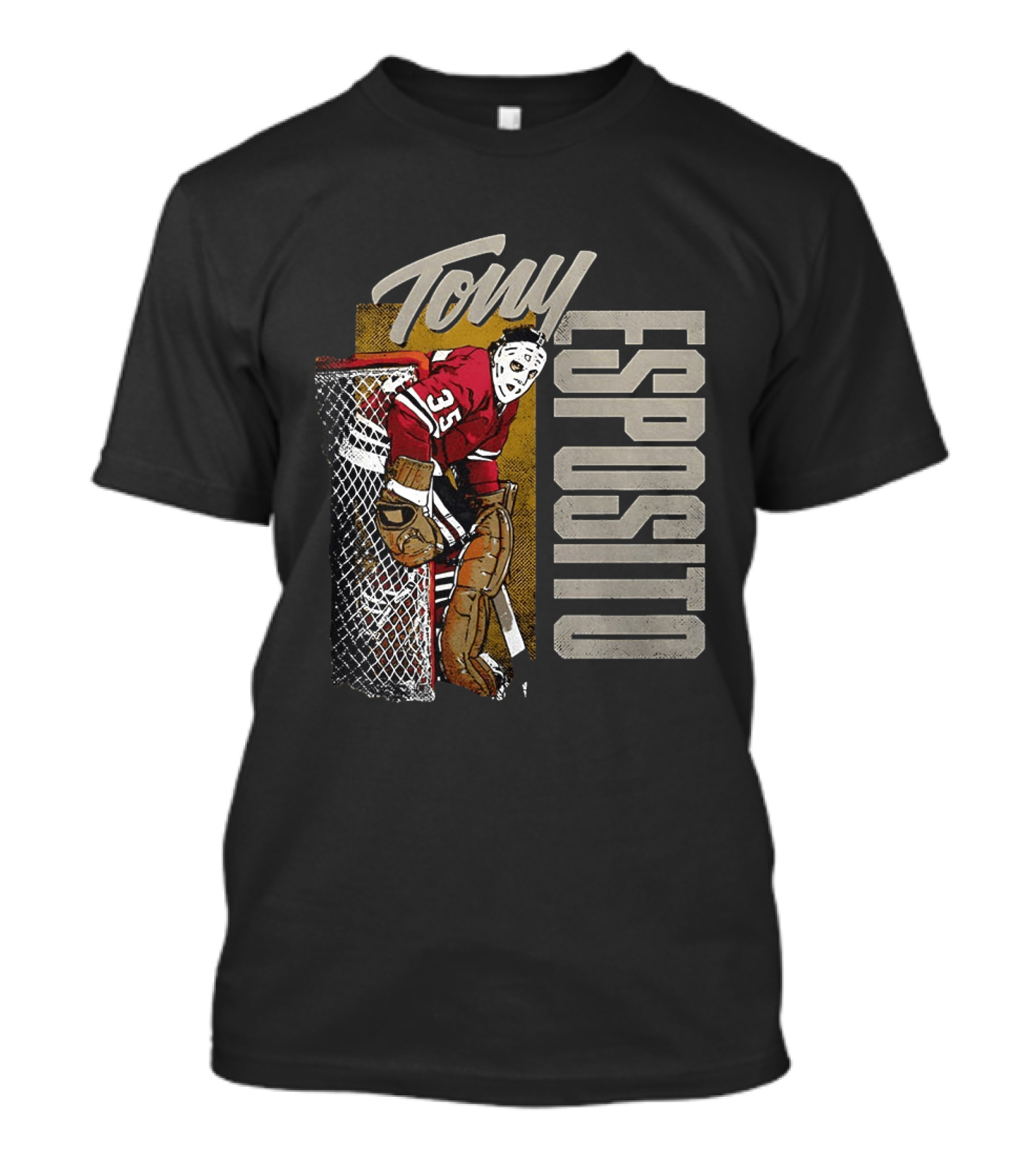 Tony Esposito Chicago Blackhawks NHL 35 Hockey Legend Iconic Goalie Save T-Shirt