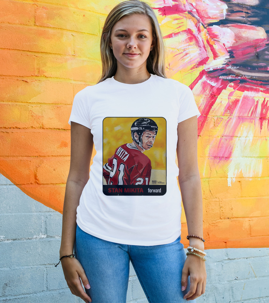 Stan Mikita Forward Chicago Blackhawks NHL Alumni Card 500 Level T-Shirt
