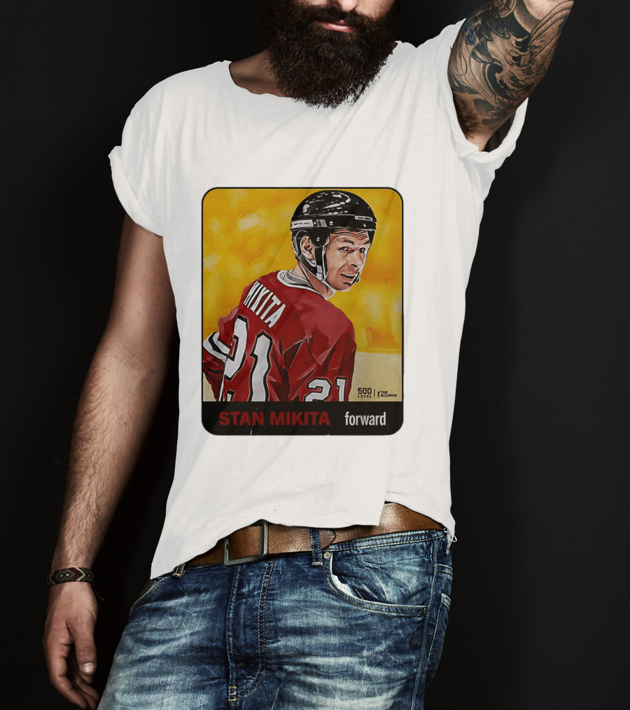 Stan Mikita Forward Chicago Blackhawks NHL Alumni Card 500 Level T-Shirt