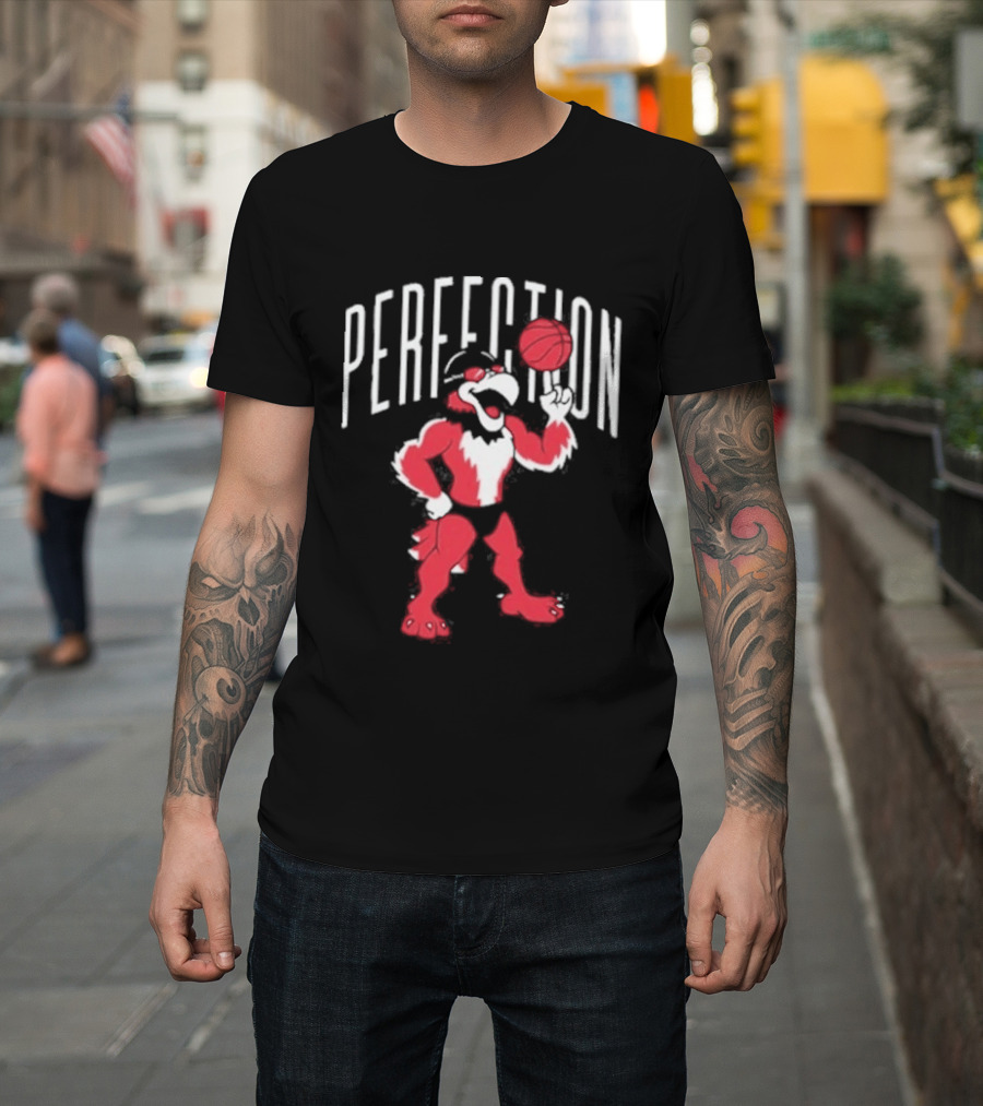 Perfection Basketball Mascot Red And White T-Shirt