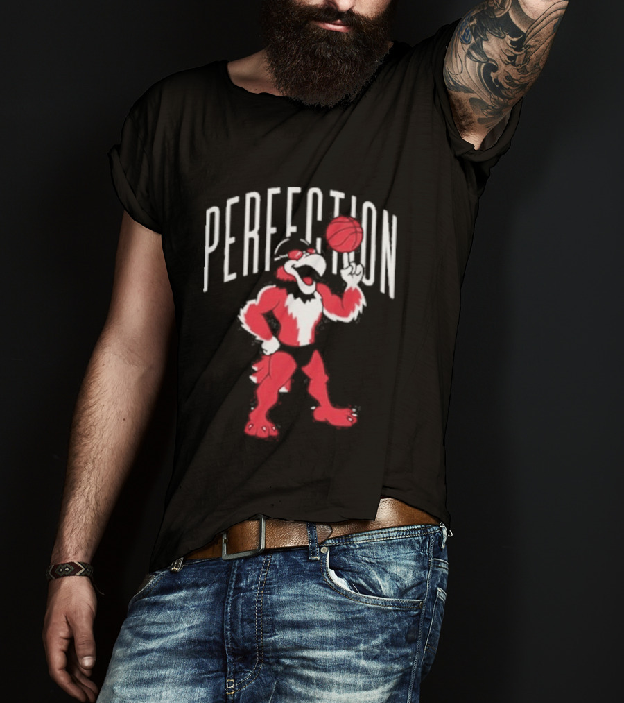 Perfection Basketball Mascot Red And White T-Shirt