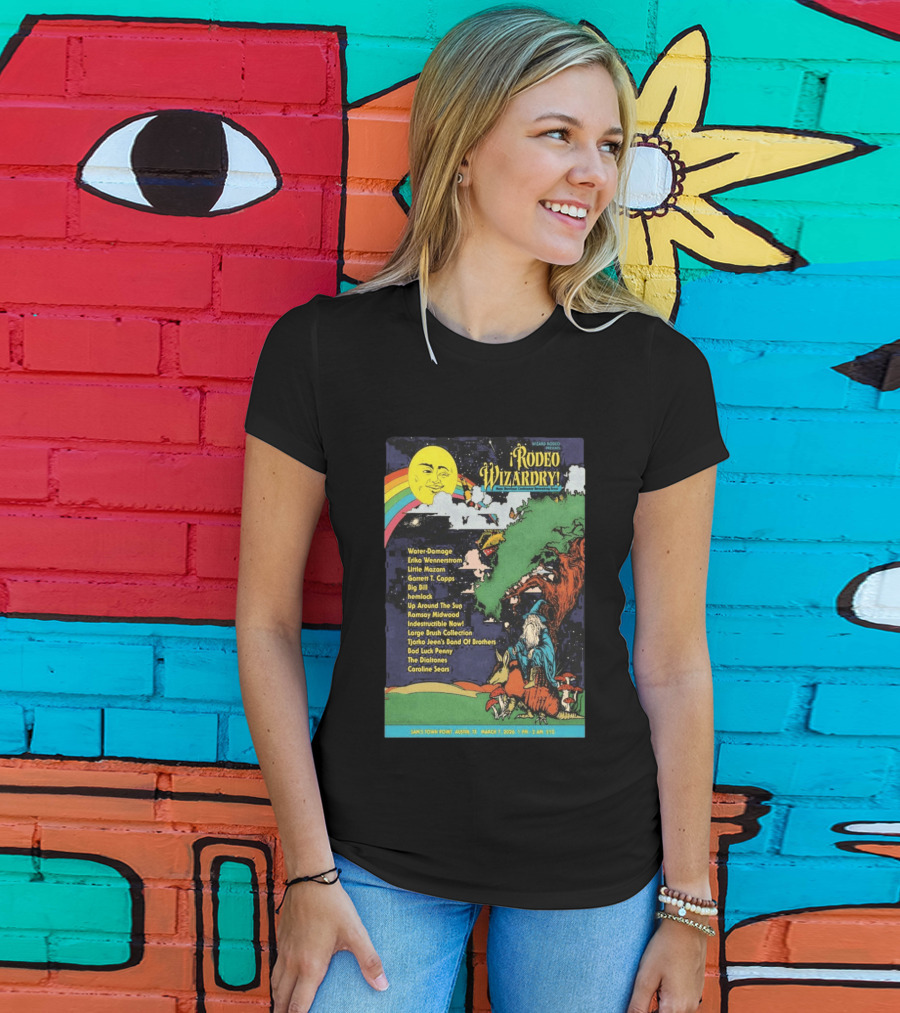 Rodeo Wizardry Show Austin March 7 2026 Music Lineup And Fantasy Artwork Sam's Town Point Event T-Shirt