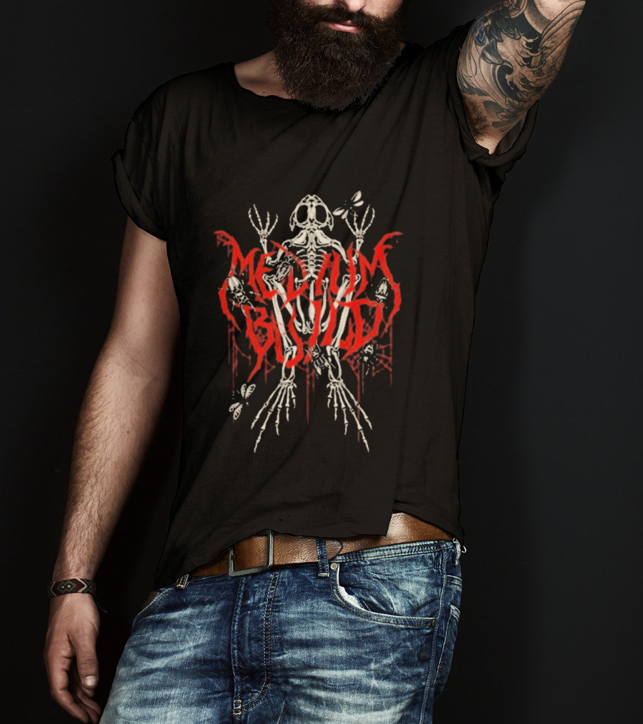 Medium Build Frog Skeleton Red Dripping T-Shirt