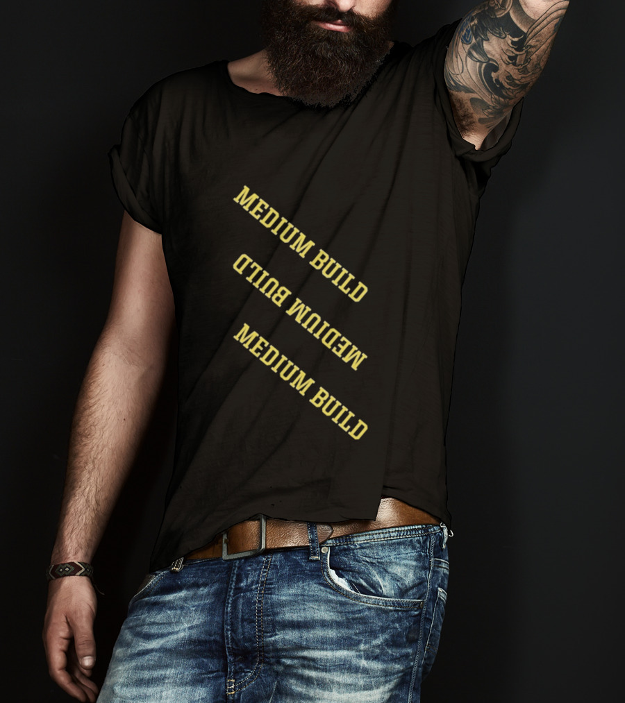 Medium Build Reversed Text Graphics Repetition T-Shirt