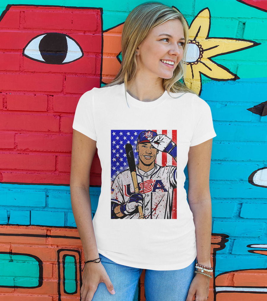 Aaron Judge USA Baseball Pop Art 2026 American Flag Stars Stripes T-Shirt
