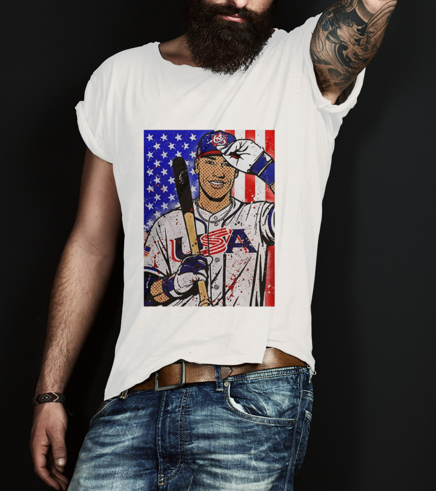 Aaron Judge USA Baseball Pop Art 2026 American Flag Stars Stripes T-Shirt