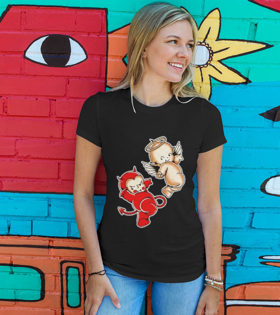Kewpie Baby Devil Angel Cherubs Vintage Style Cute Cartoon Characters T-Shirt