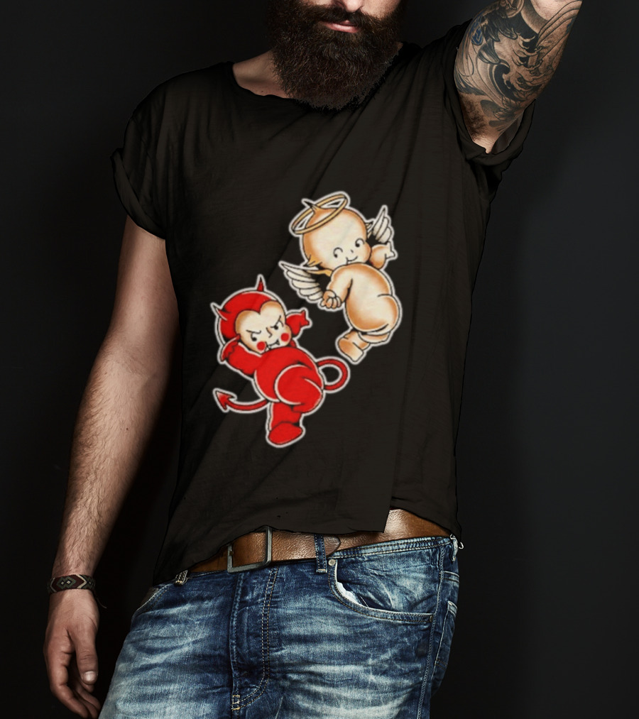 Kewpie Baby Devil Angel Cherubs Vintage Style Cute Cartoon Characters T-Shirt