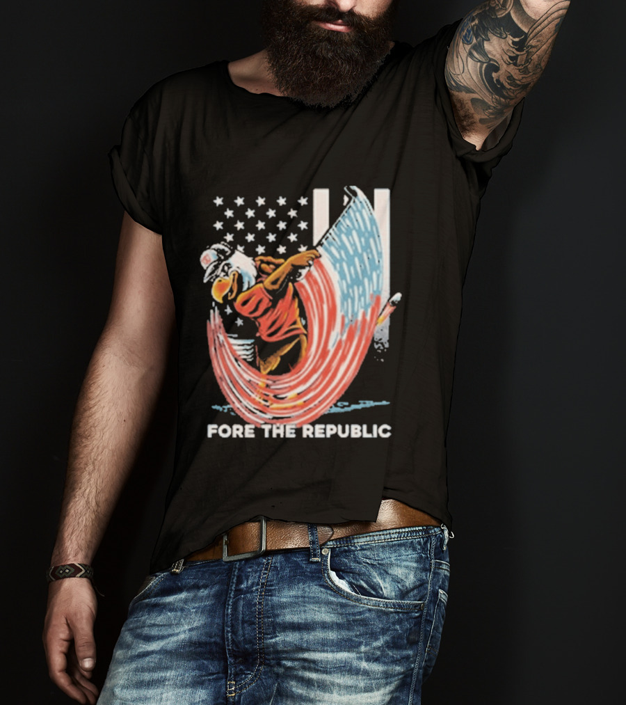 Old Row Golf American Flag Swing Fore The Republic T-Shirt