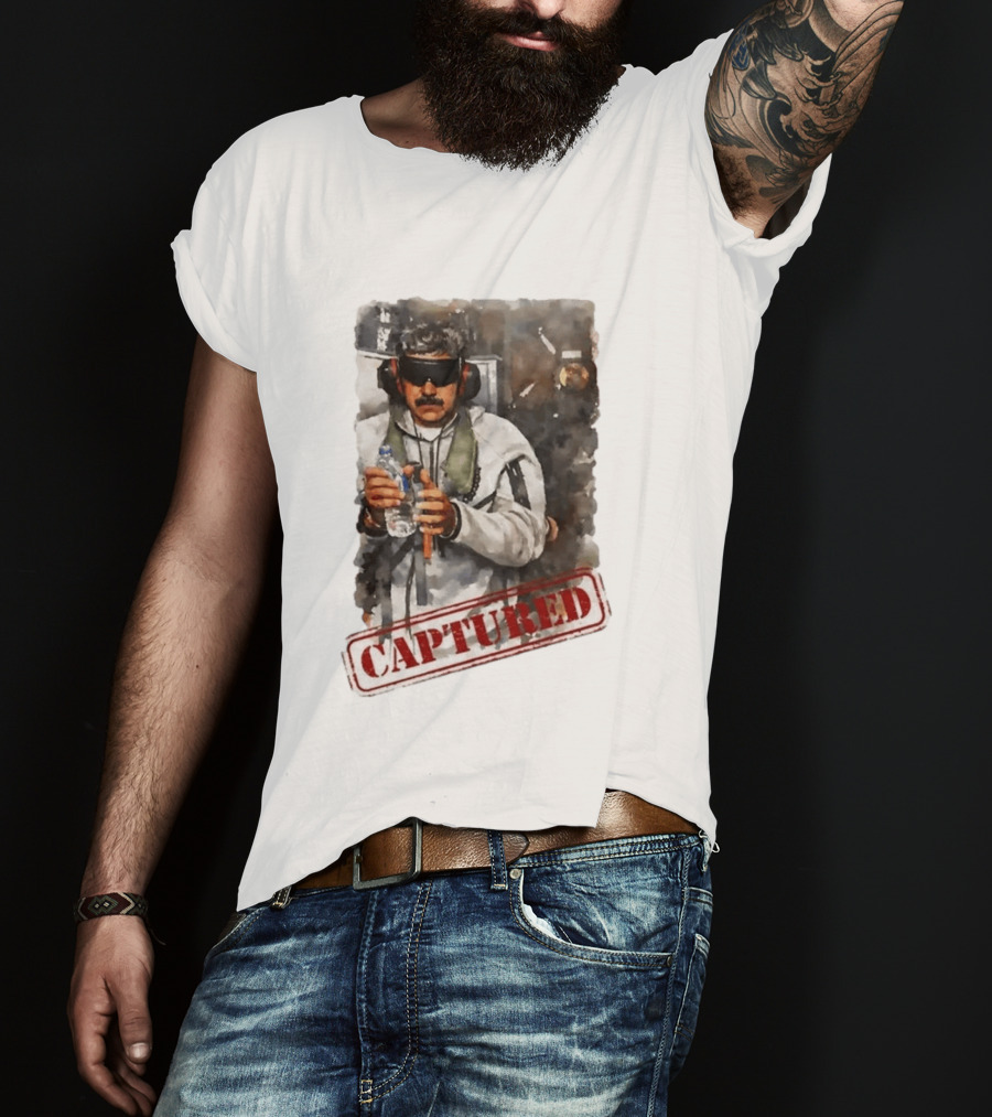 Nicolás Maduro Blindfolded Holding Water Bottle Captured Stamp T-Shirt