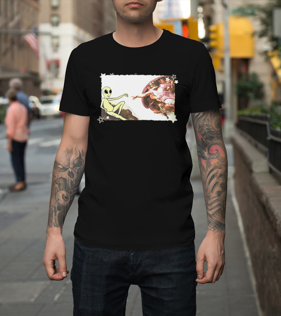 Big and Tall The Creation Of Aliens Extraterrestrial Renaissance Humor T-Shirt