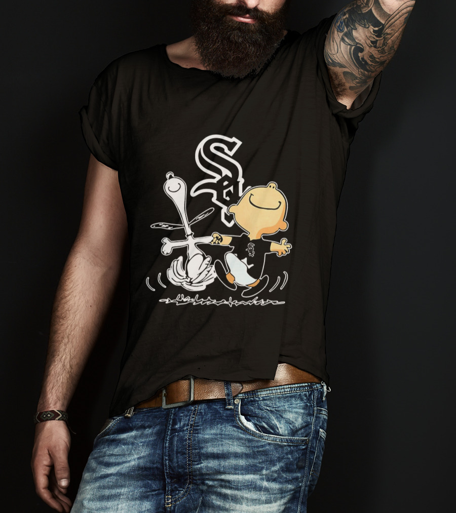 Charlie Brown Snoopy Chicago White Sox Dance Peanuts Comic Strip T-Shirt