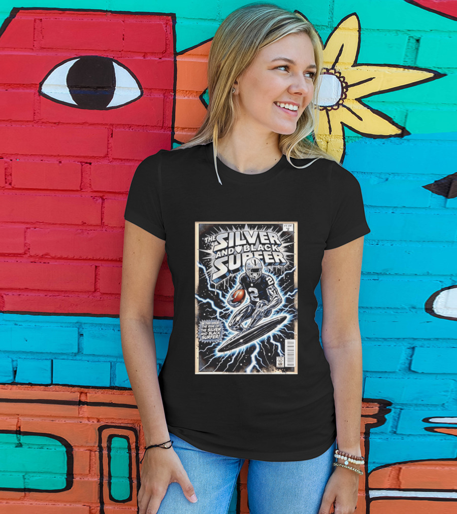 Las Vegas Raiders The Silver And Black Surfer Year Two Comic Edition T-Shirt