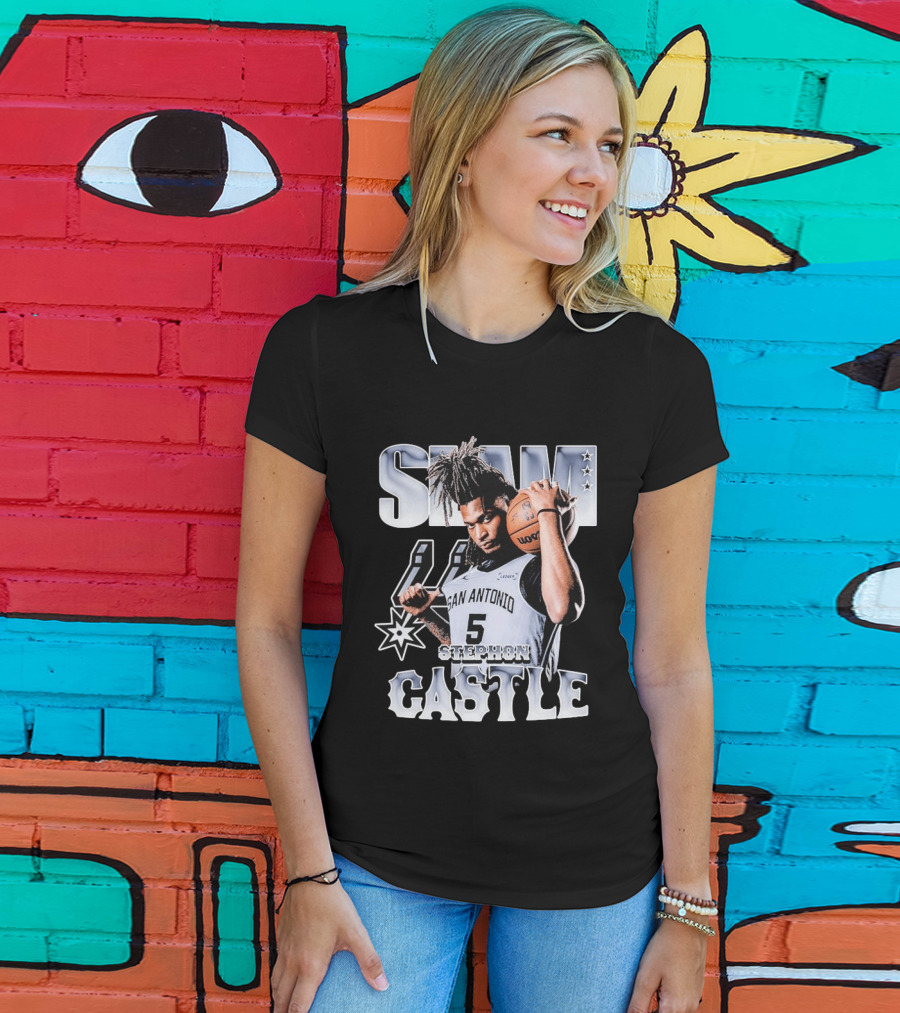 San Antonio Spurs Stephon Castle Slam Basketball T-Shirt