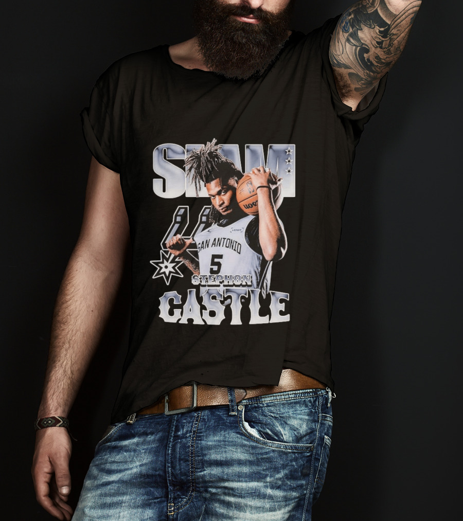 San Antonio Spurs Stephon Castle Slam Basketball T-Shirt