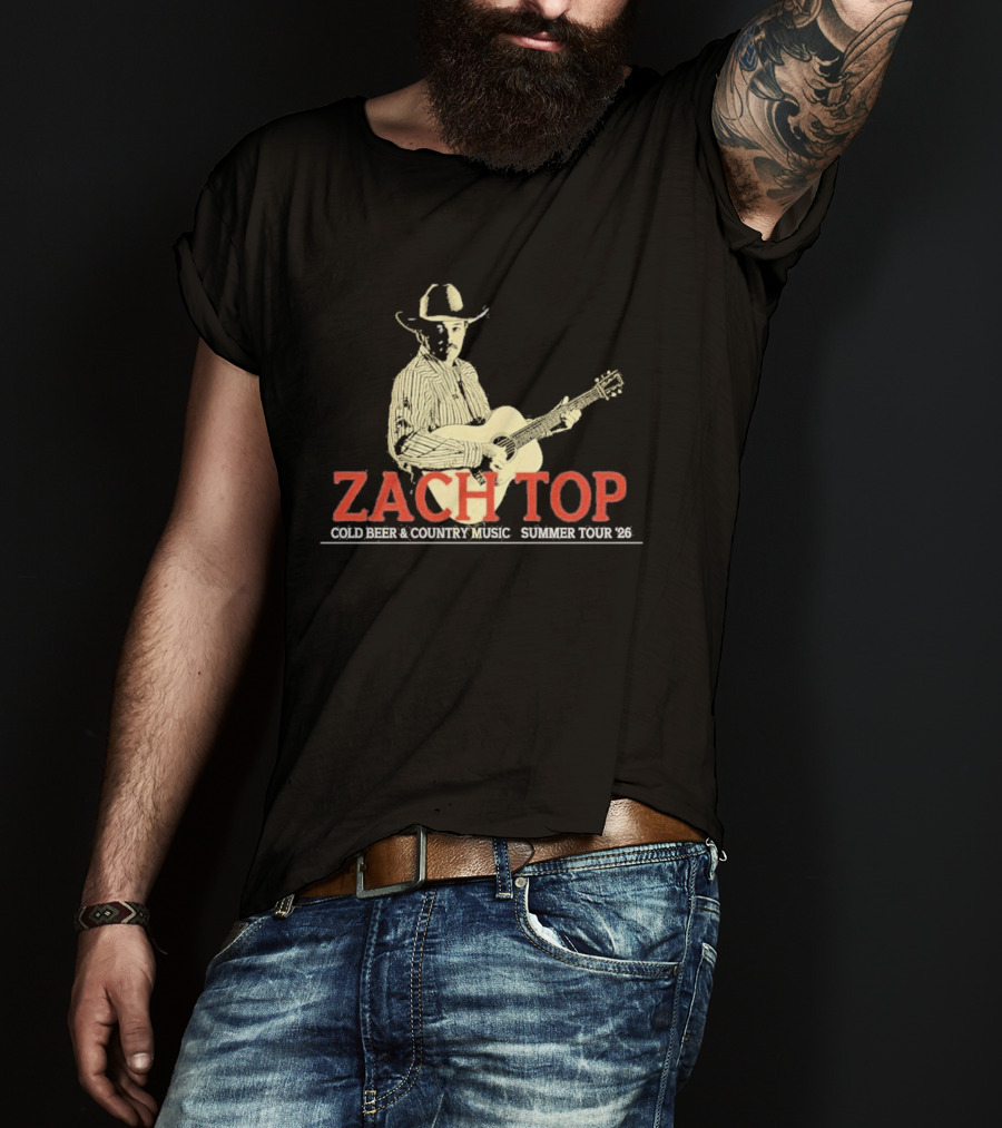 Zach Top Cold Beer Country Music Summer Tour 2026 Cowboy Guitar T-Shirt