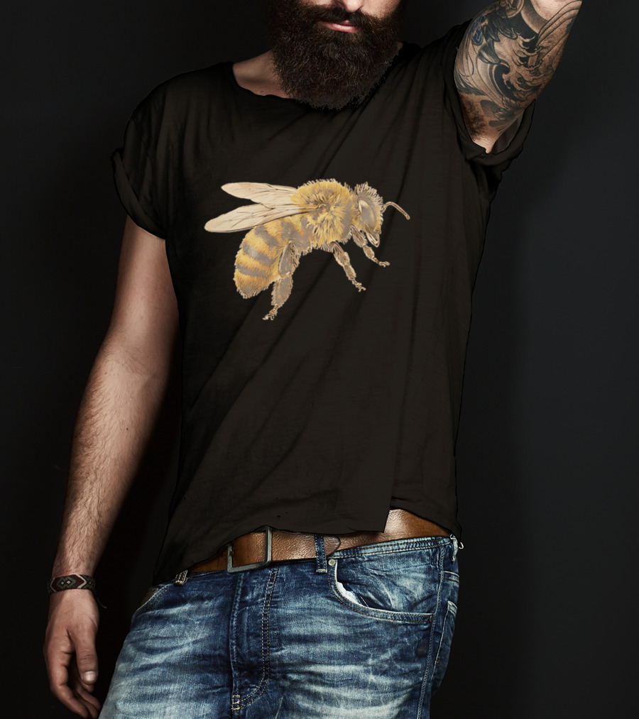 Honey Bee Realistic Illustration Detailed Insect T-Shirt